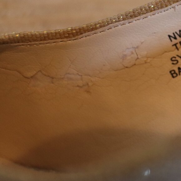 Nine West Sz 10 Espadrille Wedge Silver Metallic Stripe Gold Trim Textile Upper - Picture 6 of 16